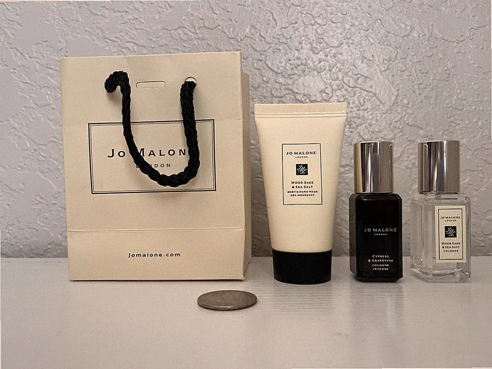3 pc Jo Malone Gift Set Mini Size Wood Sage & Sea Salt , cypress & Grapevine