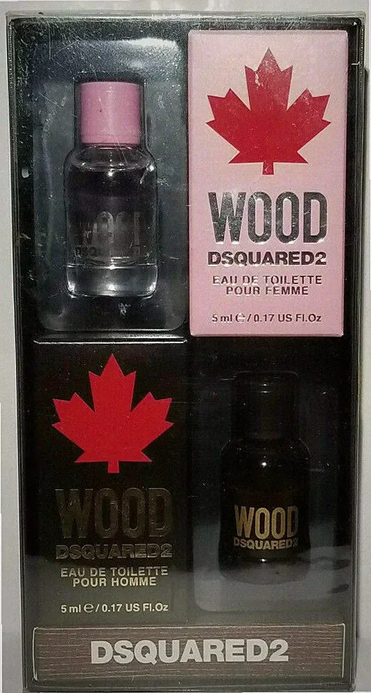 Dsquared2 Wood Eau De Toilette Men & Women Cologne & Perfume Gift Set .17oz Each