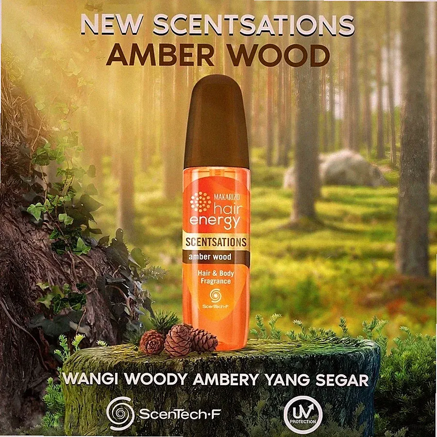 Makarizo Hair Energy, Hair Fragrance, Amber Wood, Hair Perfume, 100ml