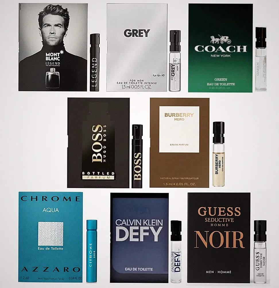 Men’s Designer Fragrance Sampler – 8 Vial Set, Fresh Wood Spicy Cologne Mix