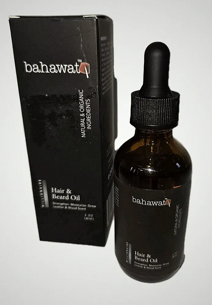 NEW BAHAWAT Hair Beard Oil Natural ORGANIC Ingredients 2 oz Leather Wood Scent